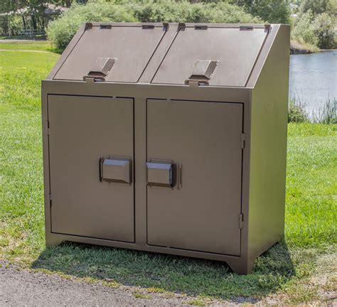 metal bear proof trash can enclosure|bear proof garbage can enclosures.